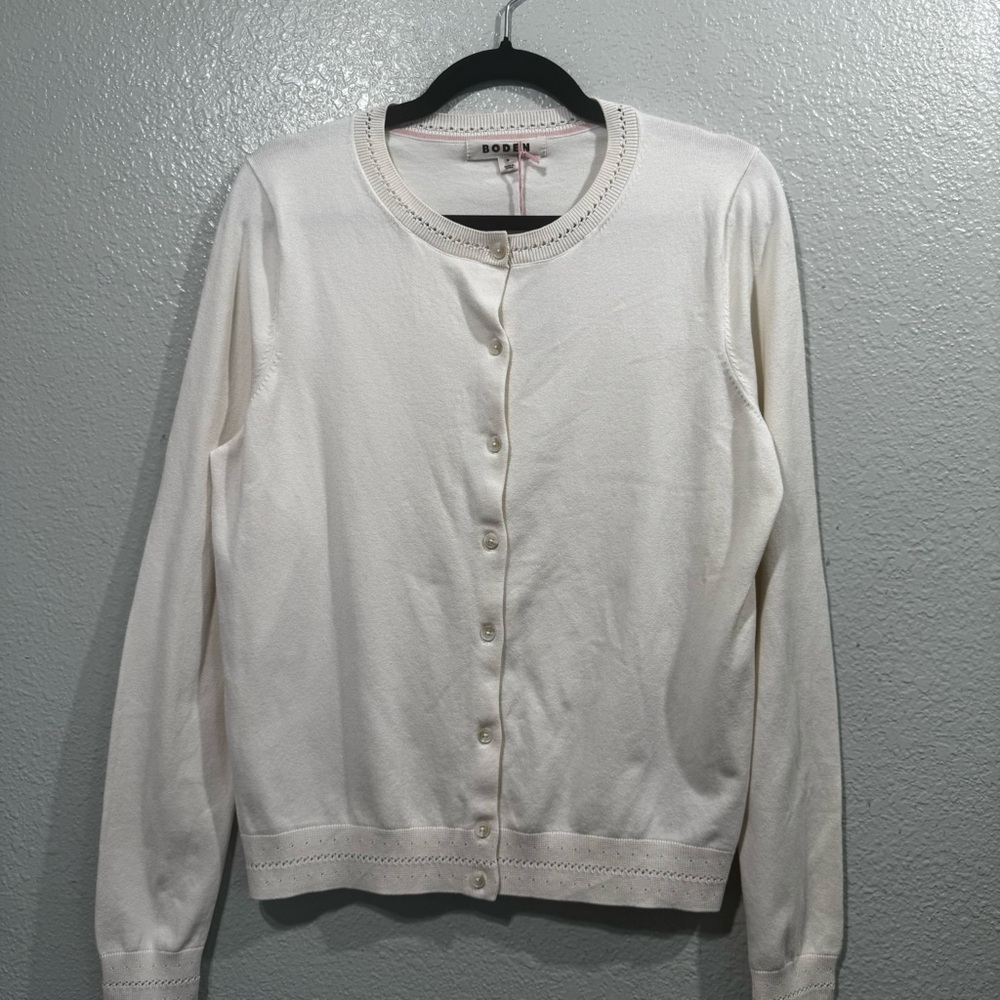 New Boden Catriona Cream Button Down Women's Cardigan Size Medium - Picture 7 of 16